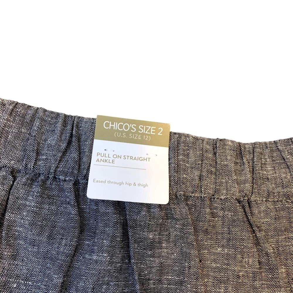 Chico's Linen Blend Popover Top and Linen Pull On Ankle Pant Set Size 12 - Picture 13 of 15